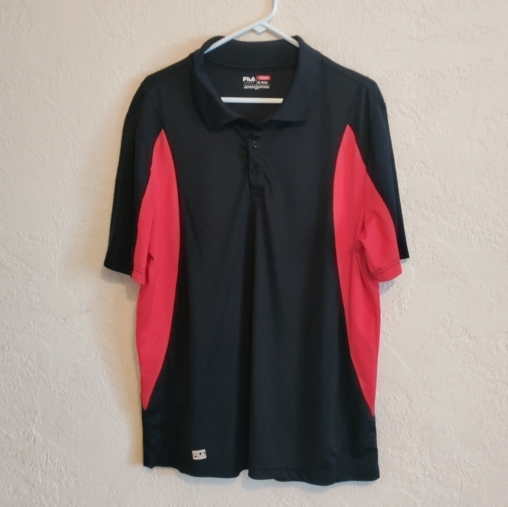 Fila Golf Sport Men's Polo XL Black Red EUC